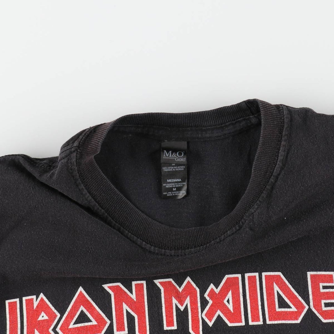 M&O Gold IRON MAIDEN Band T-shirt (Men's size M) cotton black type Vintage Second Hand