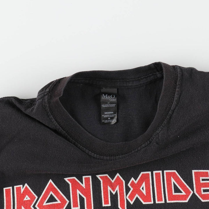 M&O Gold IRON MAIDEN Band T-shirt (Men's size M) cotton black type Vintage Second Hand