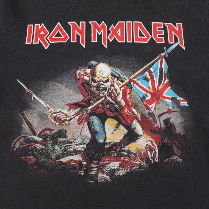 M&O Gold IRON MAIDEN Band T-shirt (Men's size M) cotton black type Vintage Second Hand