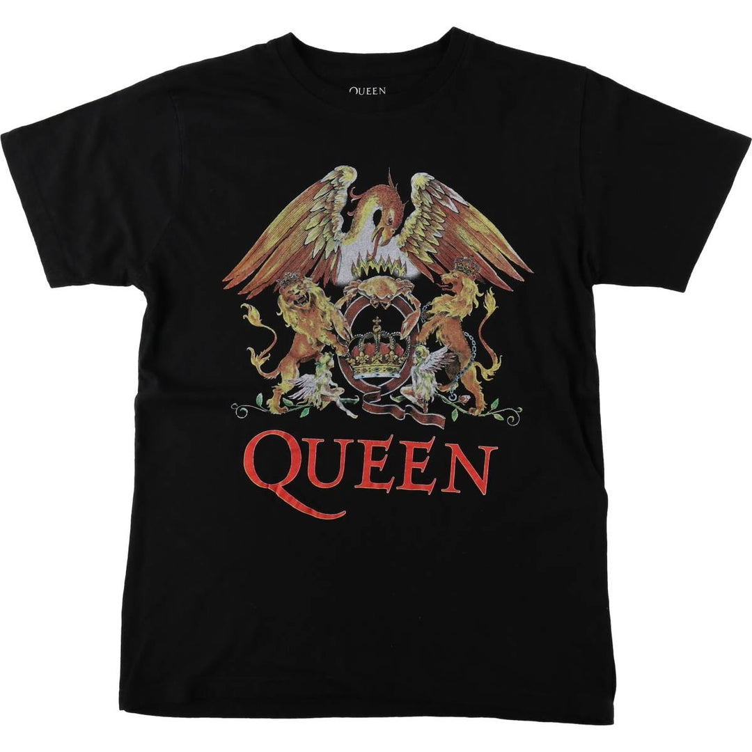 QUEEN Band T-shirt, Men's M size cotton black type Vintage Second Hand