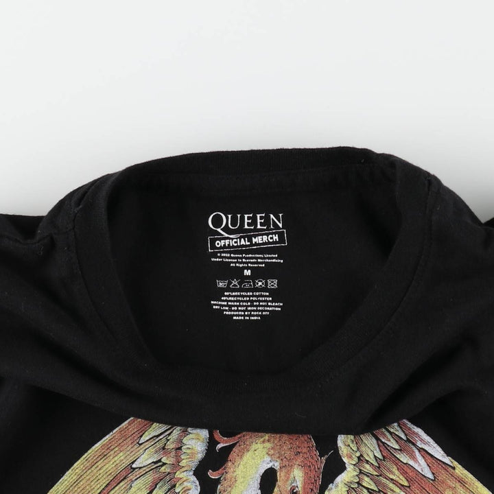 QUEEN Band T-shirt, Men's M size cotton black type Vintage Second Hand