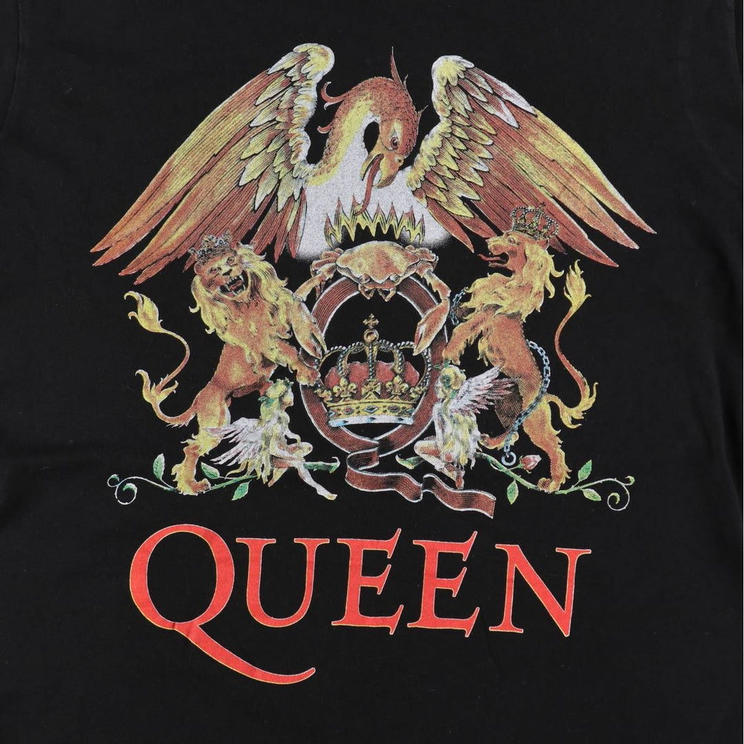 QUEEN Band T-shirt, Men's M size cotton black type Vintage Second Hand