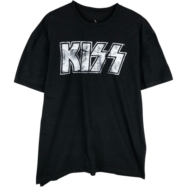 KISS Band T-shirt, Band T, Men's L size cotton black type Vintage Second Hand