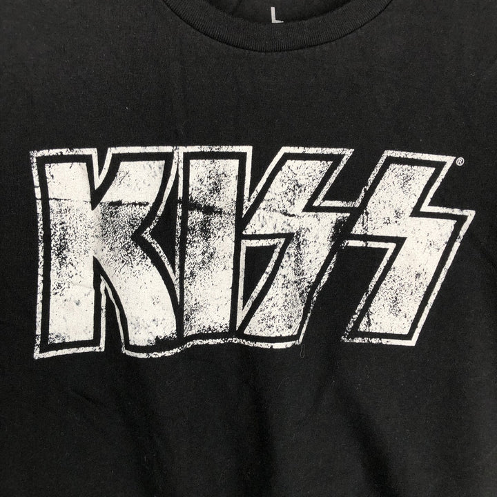 KISS Band T-shirt, Band T, Men's L size cotton black type Vintage Second Hand
