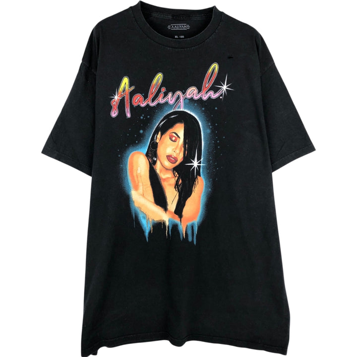 AALIYAH Aaliyah Rap T-shirt Rap T Men's XL size cotton black type Vintage Second Hand