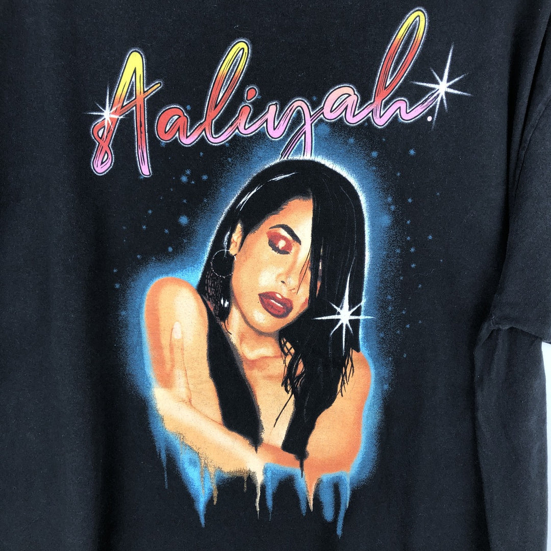 AALIYAH Aaliyah Rap T-shirt Rap T Men's XL size cotton black type Vintage Second Hand