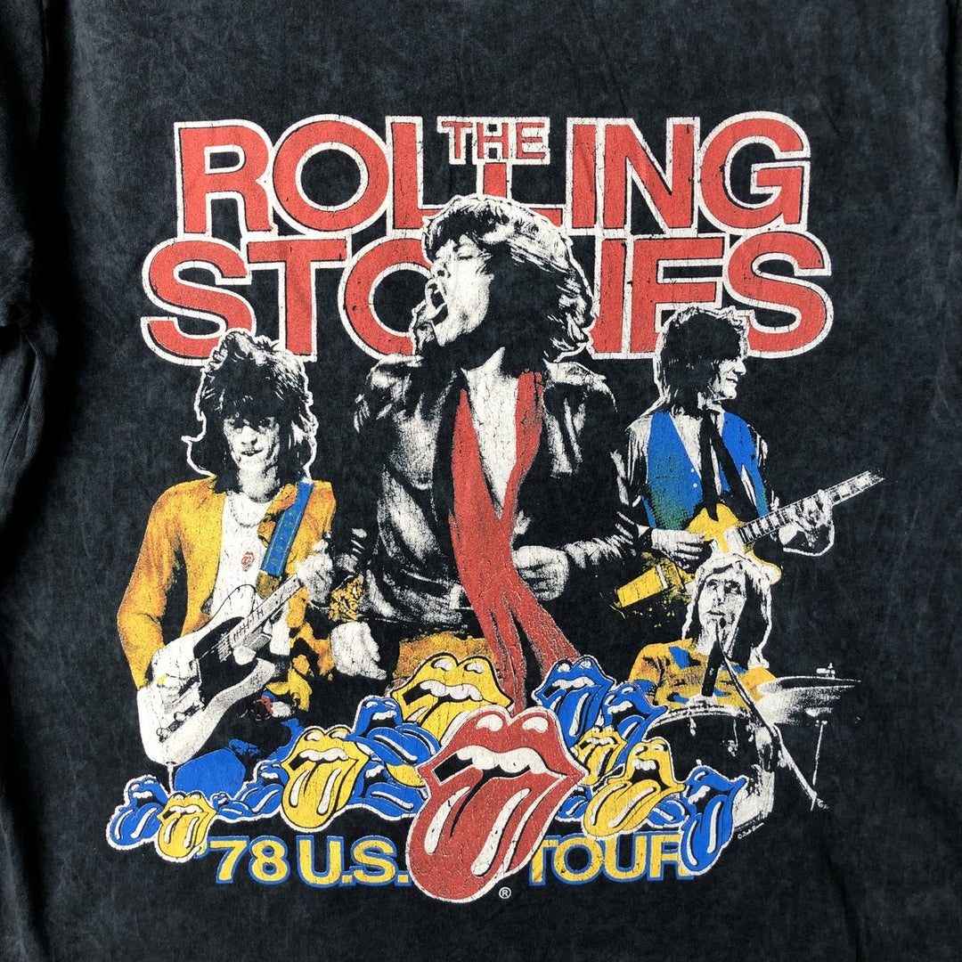 The Rolling Stones band t-shirt, made in the UK, men's size XL equivalent. cotton black type Vintage Second Hand