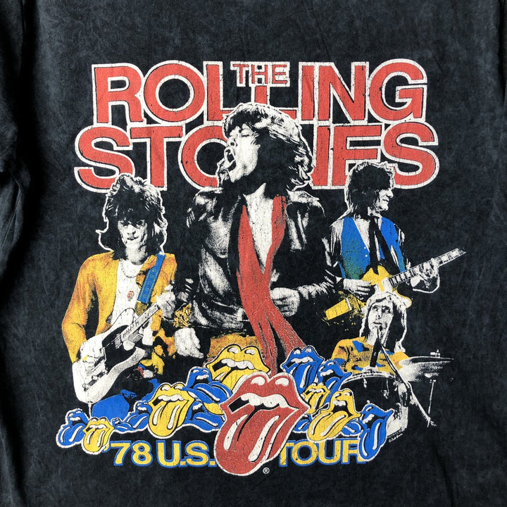 The Rolling Stones band t-shirt, made in the UK, men's size XL equivalent. cotton black type Vintage Second Hand