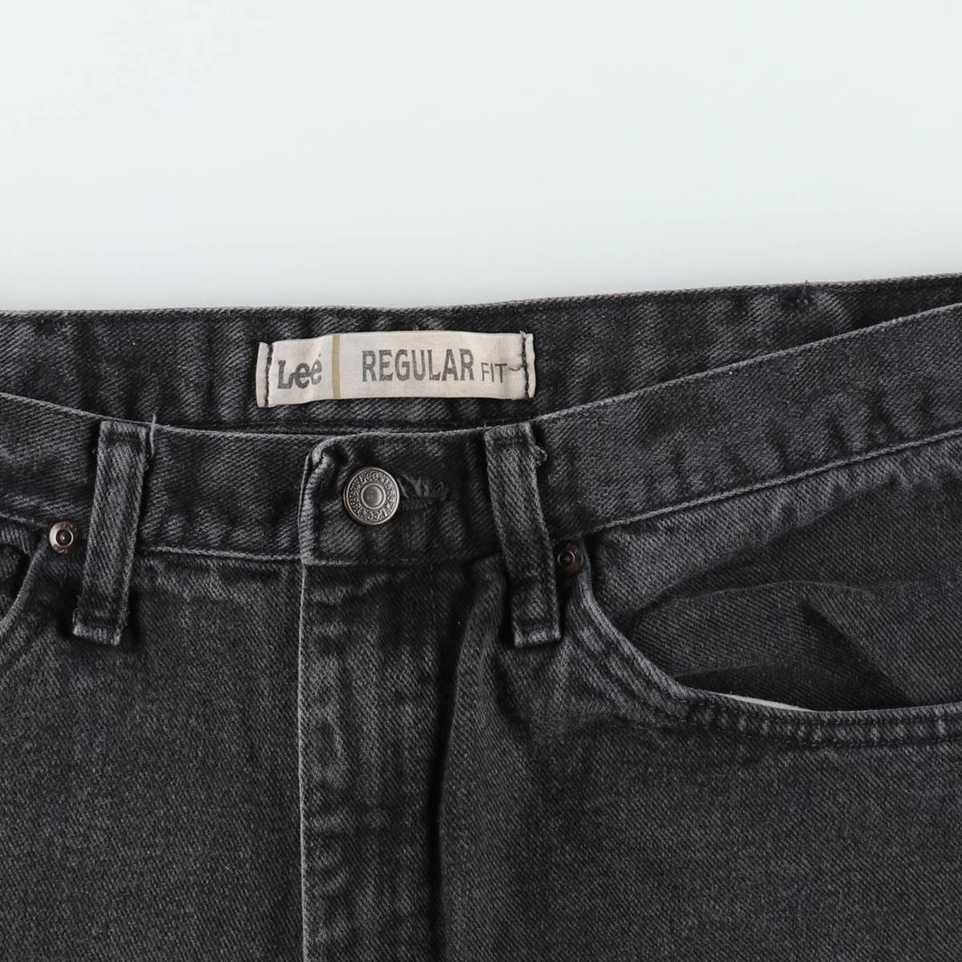 Lee Regular Fit Black Denim Straight Leg Jeans, Men's Size W36 (approx.) cotton black type Vintage Second Hand