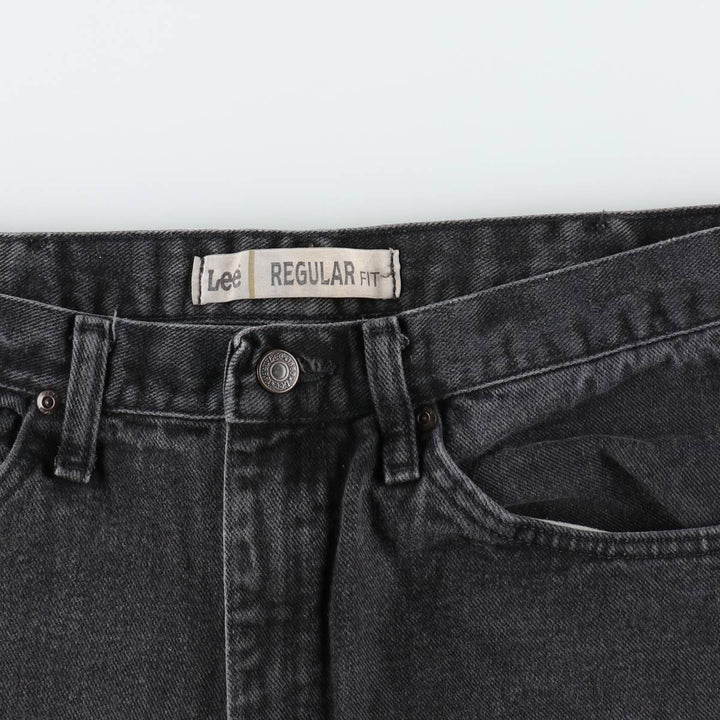 Lee Regular Fit Black Denim Straight Leg Jeans, Men's Size W36 (approx.) cotton black type Vintage Second Hand