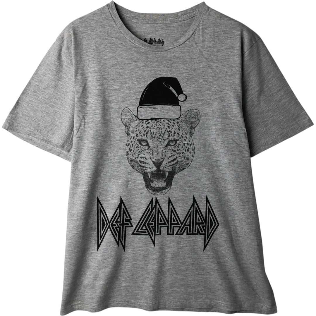 DEF LEPPARD Leopard Pattern Band T-shirt Band Tee Men's M size cotton gray type Vintage Second Hand