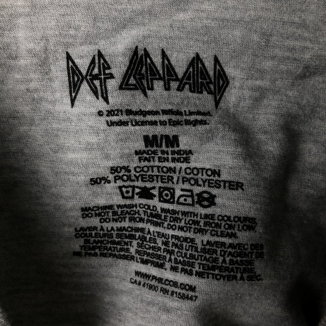 DEF LEPPARD Leopard Pattern Band T-shirt Band Tee Men's M size cotton gray type Vintage Second Hand