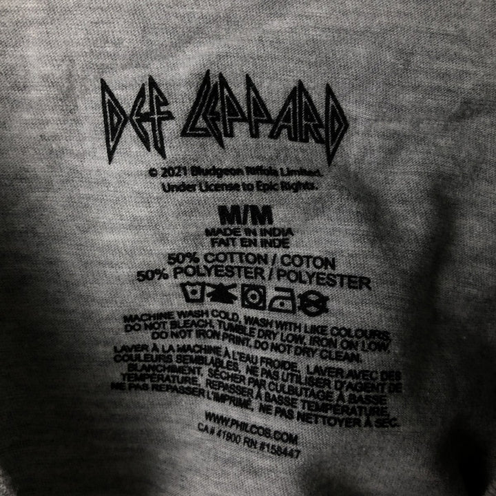 DEF LEPPARD Leopard Pattern Band T-shirt Band Tee Men's M size cotton gray type Vintage Second Hand