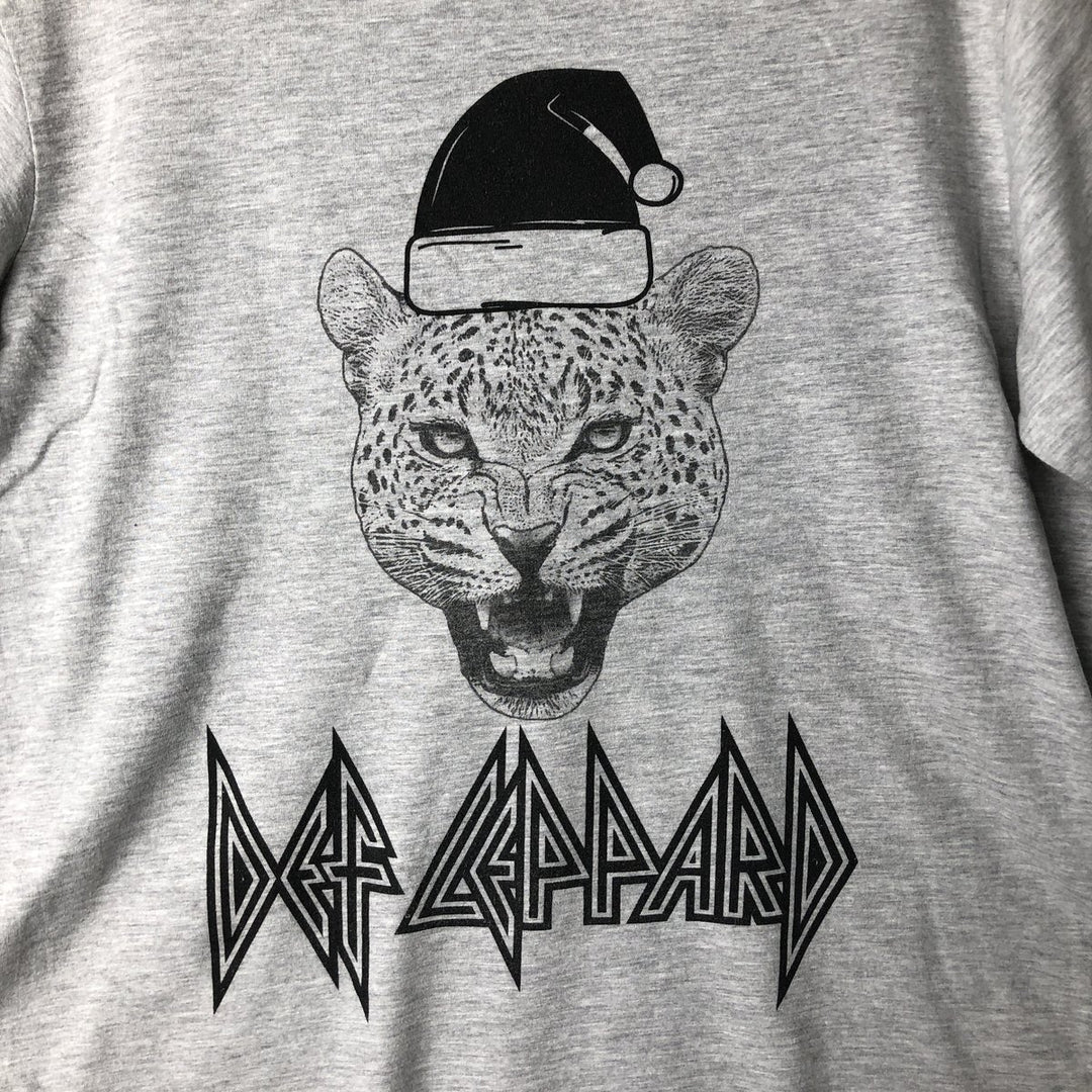DEF LEPPARD Leopard Pattern Band T-shirt Band Tee Men's M size cotton gray type Vintage Second Hand