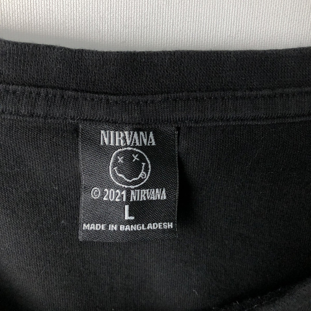 NIRVANA Nirvana Band T-shirt, Band T, Men's L size cotton black type Vintage Second Hand