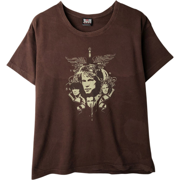2000'S Bay Beauty Bon Jovi Band T-shirt, Men's Size L cotton brown type Vintage Second Hand
