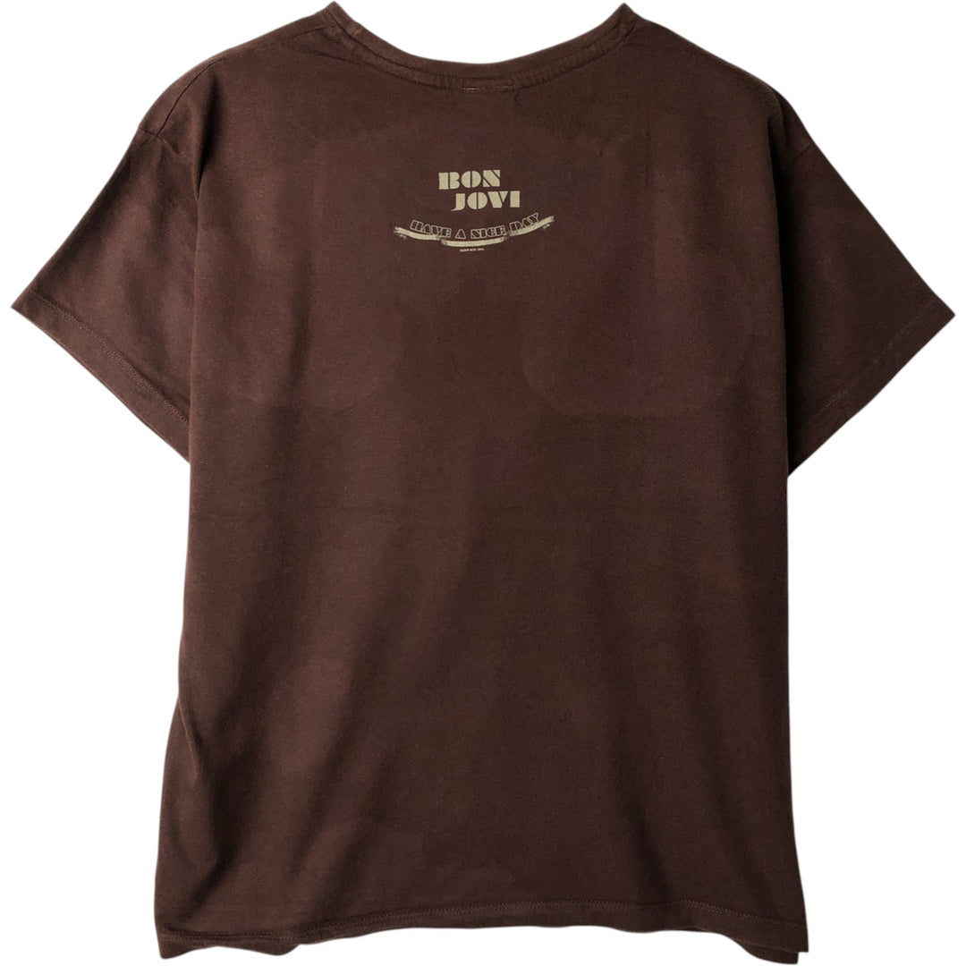 2000'S Bay Beauty Bon Jovi Band T-shirt, Men's Size L cotton brown type Vintage Second Hand