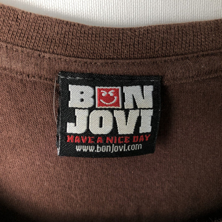 2000'S Bay Beauty Bon Jovi Band T-shirt, Men's Size L cotton brown type Vintage Second Hand