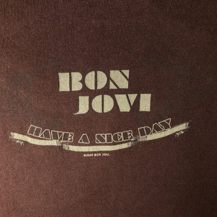 2000'S Bay Beauty Bon Jovi Band T-shirt, Men's Size L cotton brown type Vintage Second Hand