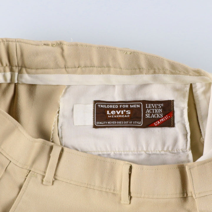 Vintage 1980'S Levi's Action Slacks, Men's Size 35 unclear Beige type Vintage Second Hand