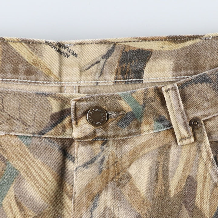 Wrangler Camouflage Pattern Realtree Camo Double Knee Tapered Denim Pants, Men's Size W38 unclear Khaki type Vintage Second Hand