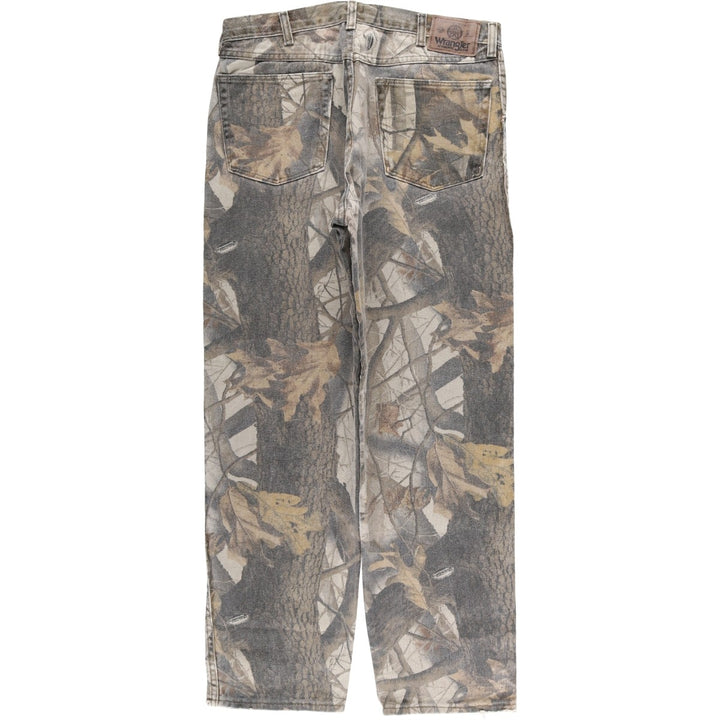 Wrangler Camouflage Pattern Real Tree Camo Double Knee Tapered Denim Pants Men's W35 cotton Khaki type Vintage Second Hand