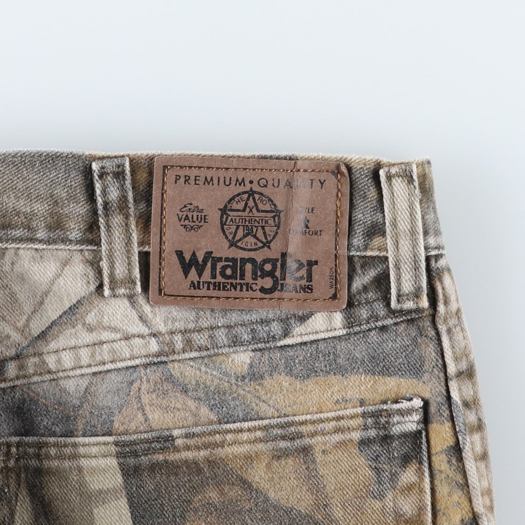 Wrangler Camouflage Pattern Real Tree Camo Double Knee Tapered Denim Pants Men's W35 cotton Khaki type Vintage Second Hand