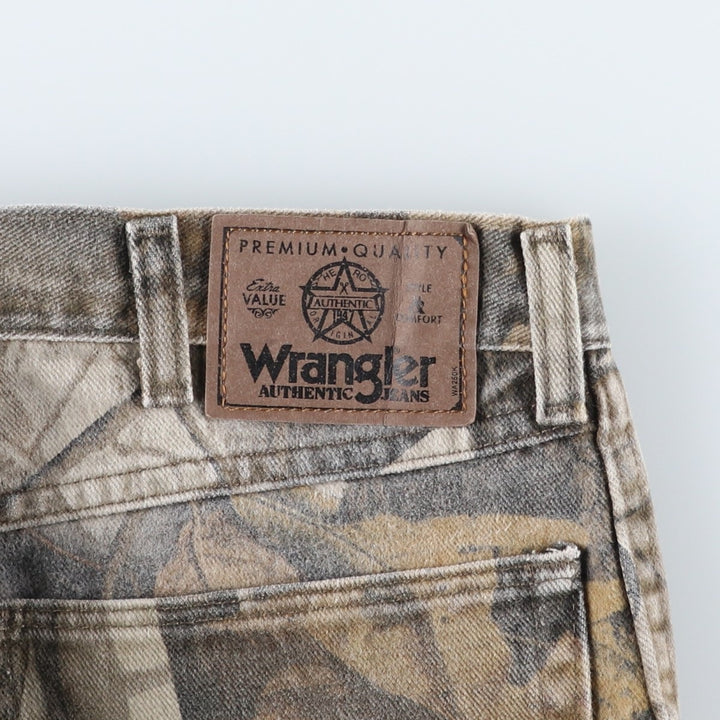 Wrangler Camouflage Pattern Real Tree Camo Double Knee Tapered Denim Pants Men's W35 cotton Khaki type Vintage Second Hand
