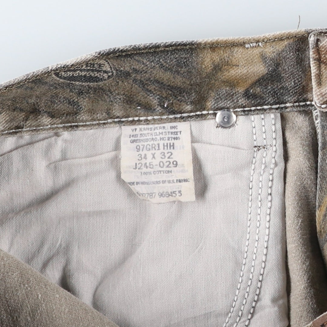 Wrangler Camouflage Pattern Real Tree Camo Double Knee Tapered Denim Pants Men's W35 cotton Khaki type Vintage Second Hand