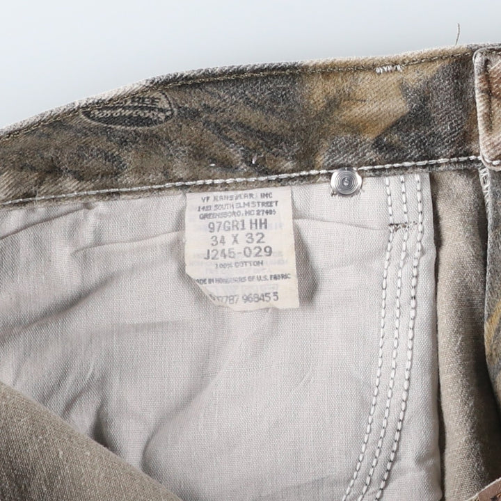 Wrangler Camouflage Pattern Real Tree Camo Double Knee Tapered Denim Pants Men's W35 cotton Khaki type Vintage Second Hand