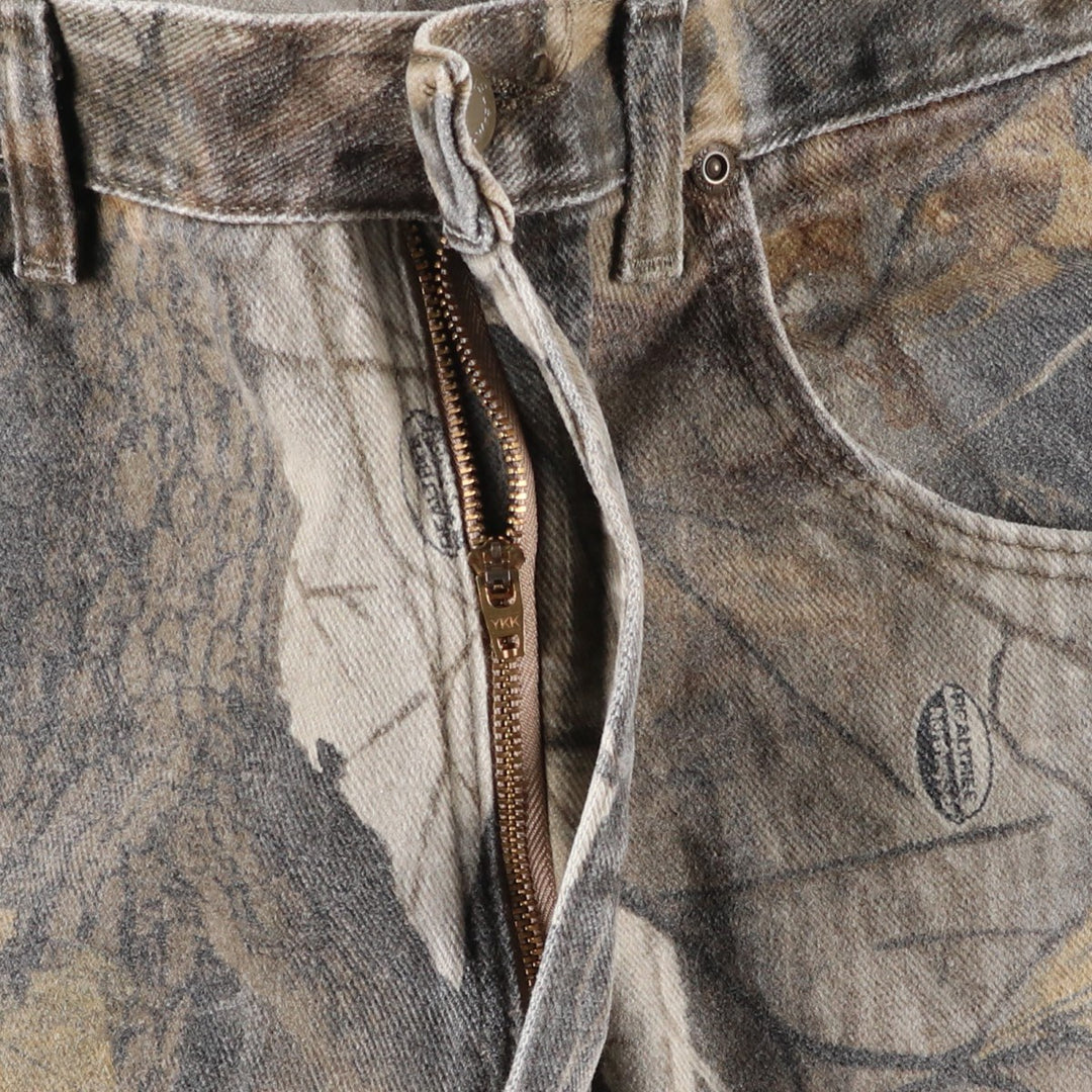 Wrangler Camouflage Pattern Real Tree Camo Double Knee Tapered Denim Pants Men's W35 cotton Khaki type Vintage Second Hand