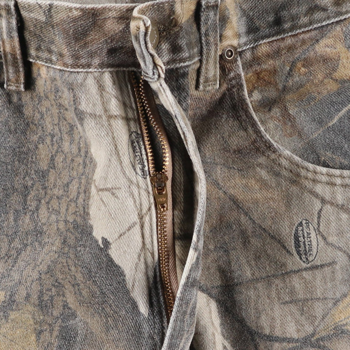 Wrangler Camouflage Pattern Real Tree Camo Double Knee Tapered Denim Pants Men's W35 cotton Khaki type Vintage Second Hand