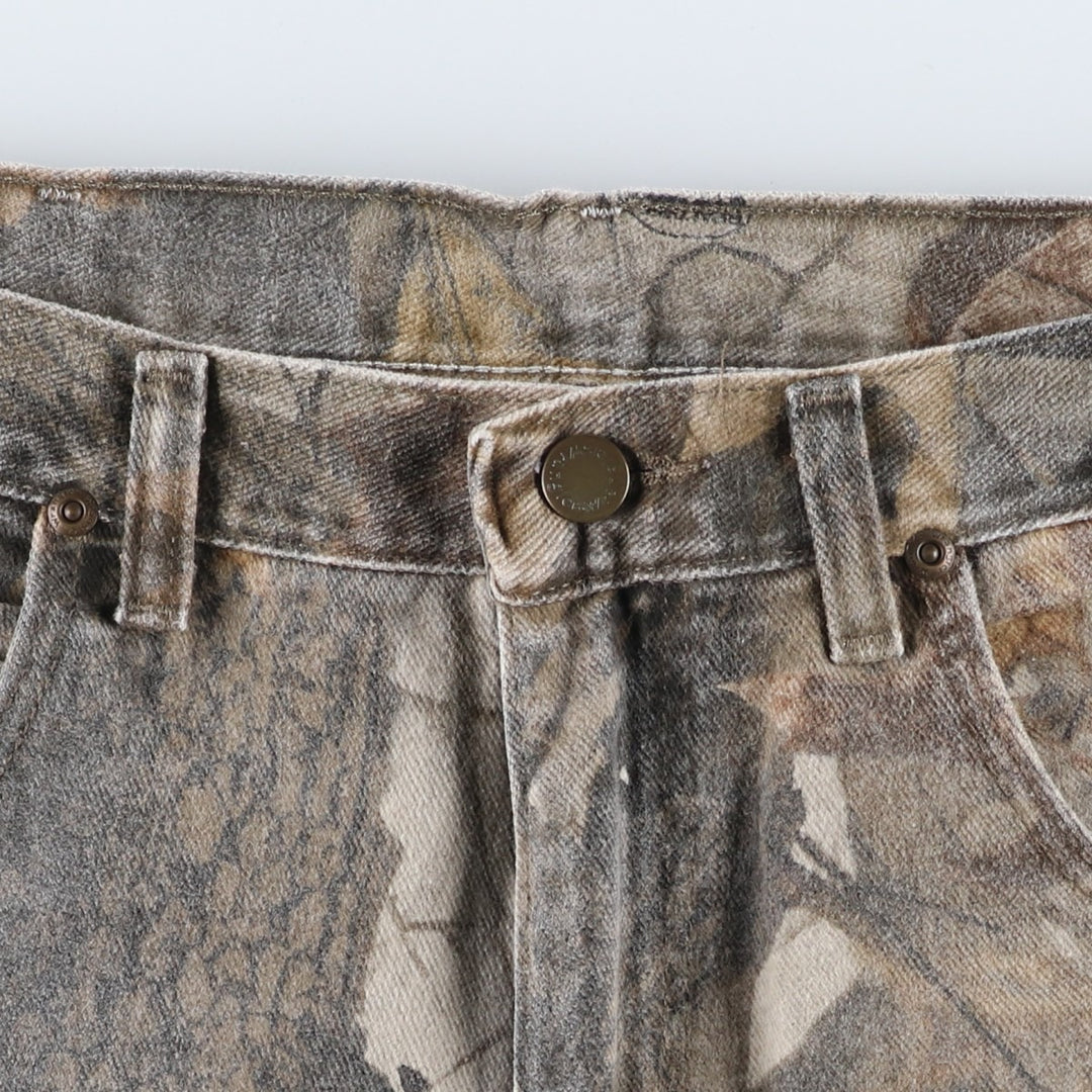 Wrangler Camouflage Pattern Real Tree Camo Double Knee Tapered Denim Pants Men's W35 cotton Khaki type Vintage Second Hand