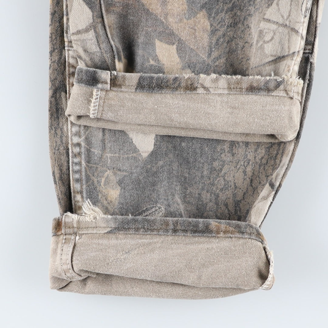 Wrangler Camouflage Pattern Real Tree Camo Double Knee Tapered Denim Pants Men's W35 cotton Khaki type Vintage Second Hand