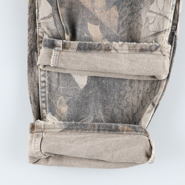 Wrangler Camouflage Pattern Real Tree Camo Double Knee Tapered Denim Pants Men's W35 cotton Khaki type Vintage Second Hand