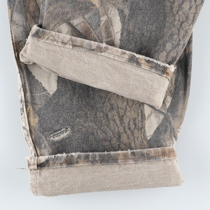 Wrangler Camouflage Pattern Real Tree Camo Double Knee Tapered Denim Pants Men's W35 cotton Khaki type Vintage Second Hand