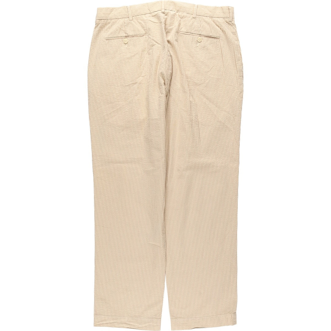 Ralph Lauren POLO by Ralph Lauren seersucker stripe pattern slacks pants, men's size W37 (approx.) cotton brown type Vintage Second Hand