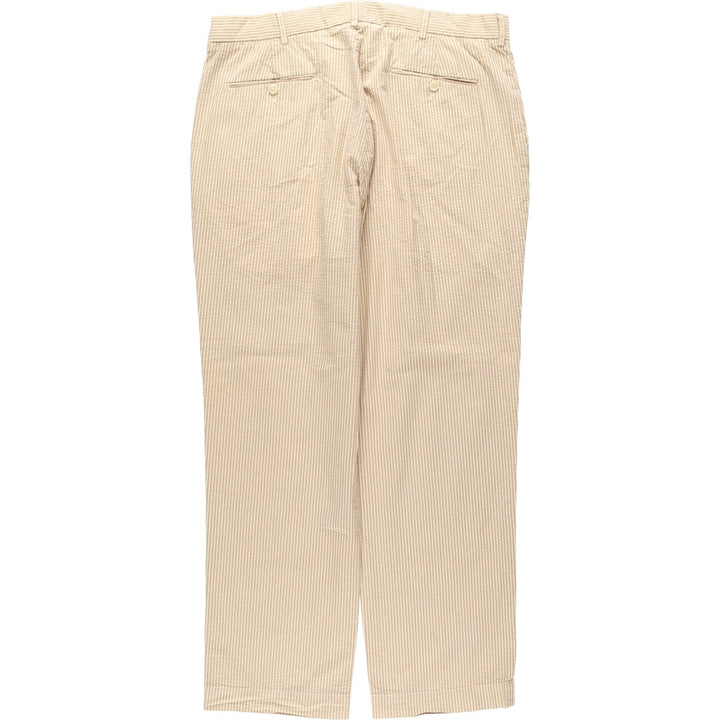 Ralph Lauren POLO by Ralph Lauren seersucker stripe pattern slacks pants, men's size W37 (approx.) cotton brown type Vintage Second Hand