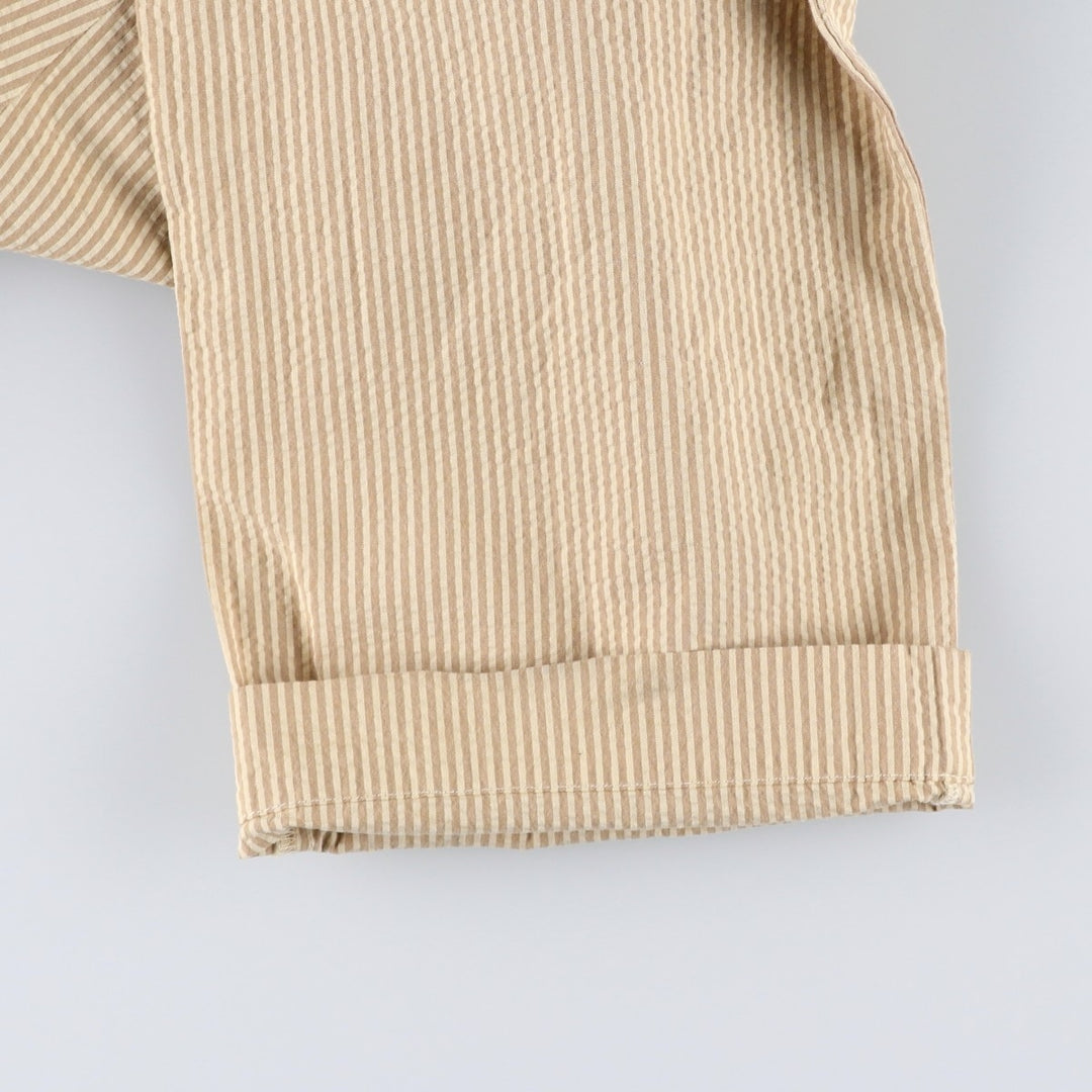 Ralph Lauren POLO by Ralph Lauren seersucker stripe pattern slacks pants, men's size W37 (approx.) cotton brown type Vintage Second Hand