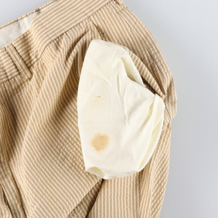 Ralph Lauren POLO by Ralph Lauren seersucker stripe pattern slacks pants, men's size W37 (approx.) cotton brown type Vintage Second Hand