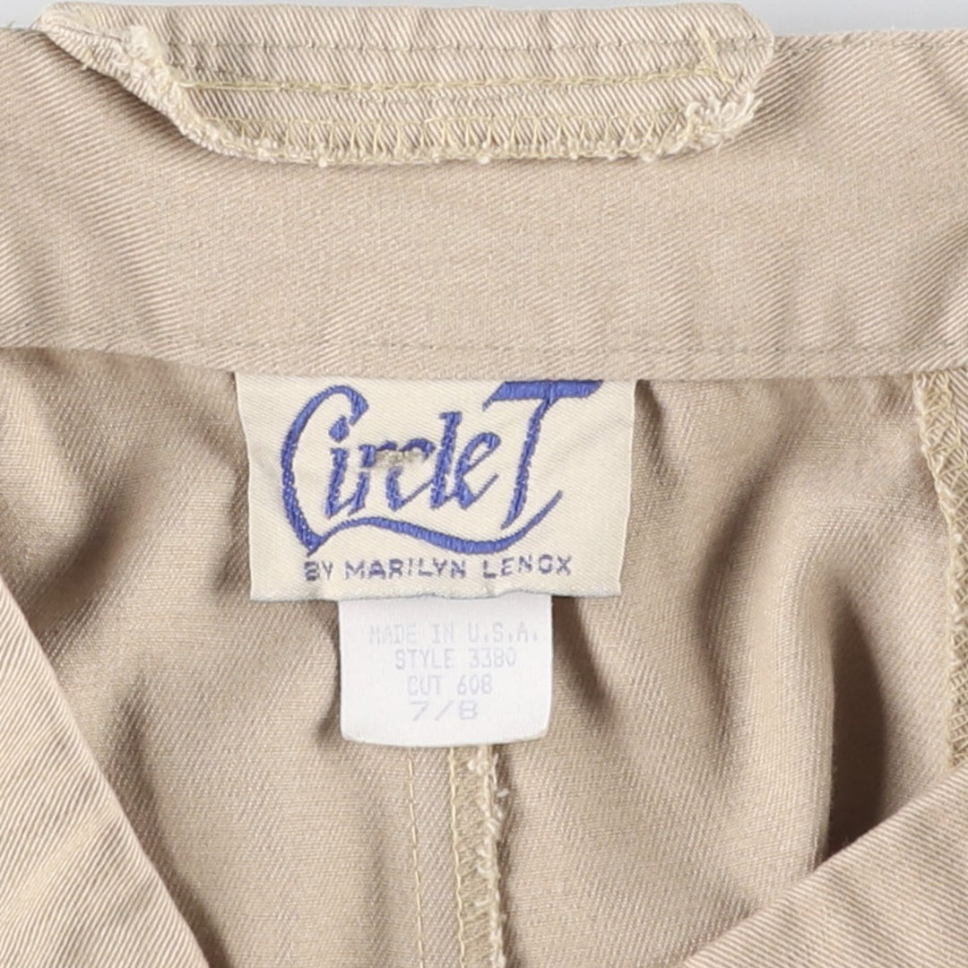 ~90'S Circle T By Marilyn Lenox Puff Hem Chino Cotton Half-Length A-Line Skirt, Made in USA, Women's Size M (approx.) cotton Beige type Vintage Second Hand