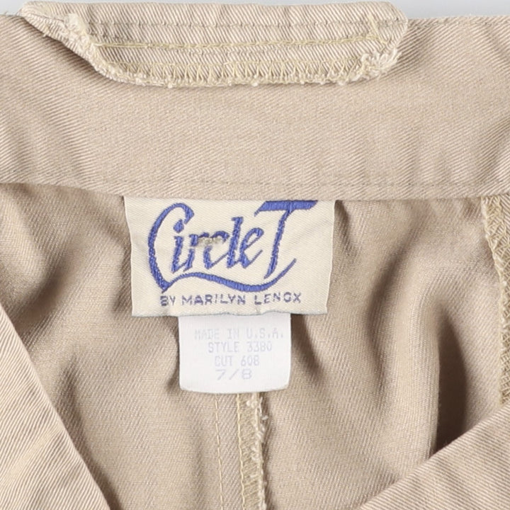 ~90'S Circle T By Marilyn Lenox Puff Hem Chino Cotton Half-Length A-Line Skirt, Made in USA, Women's Size M (approx.) cotton Beige type Vintage Second Hand