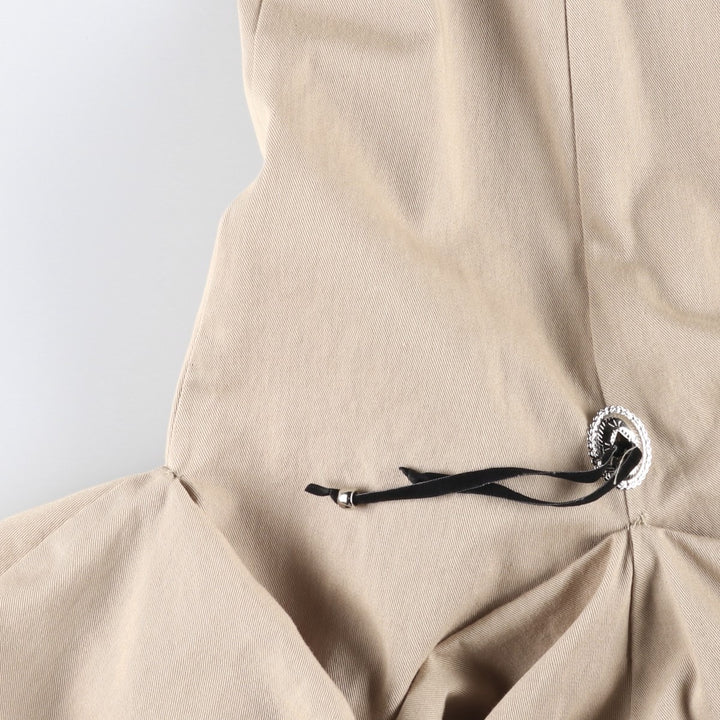 ~90'S Circle T By Marilyn Lenox Puff Hem Chino Cotton Half-Length A-Line Skirt, Made in USA, Women's Size M (approx.) cotton Beige type Vintage Second Hand