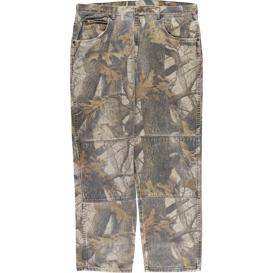 Wrangler Camouflage Pattern Realtree Camo Tapered Denim Pants, Men's Size W39 cotton Khaki type Vintage Second Hand
