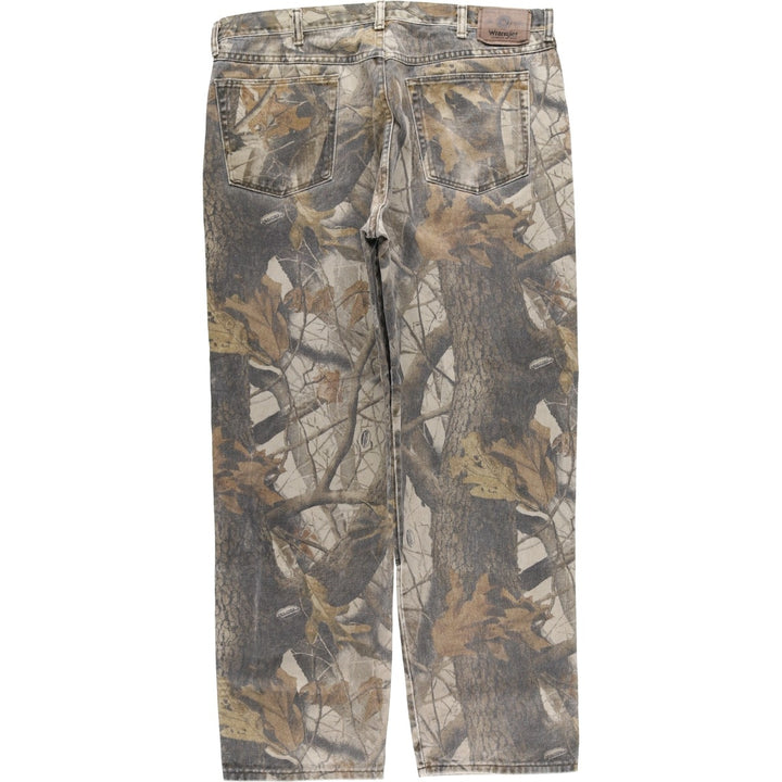 Wrangler Camouflage Pattern Realtree Camo Tapered Denim Pants, Men's Size W39 cotton Khaki type Vintage Second Hand