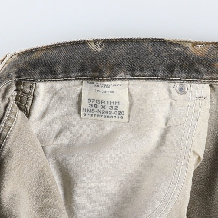 Wrangler Camouflage Pattern Realtree Camo Tapered Denim Pants, Men's Size W39 cotton Khaki type Vintage Second Hand