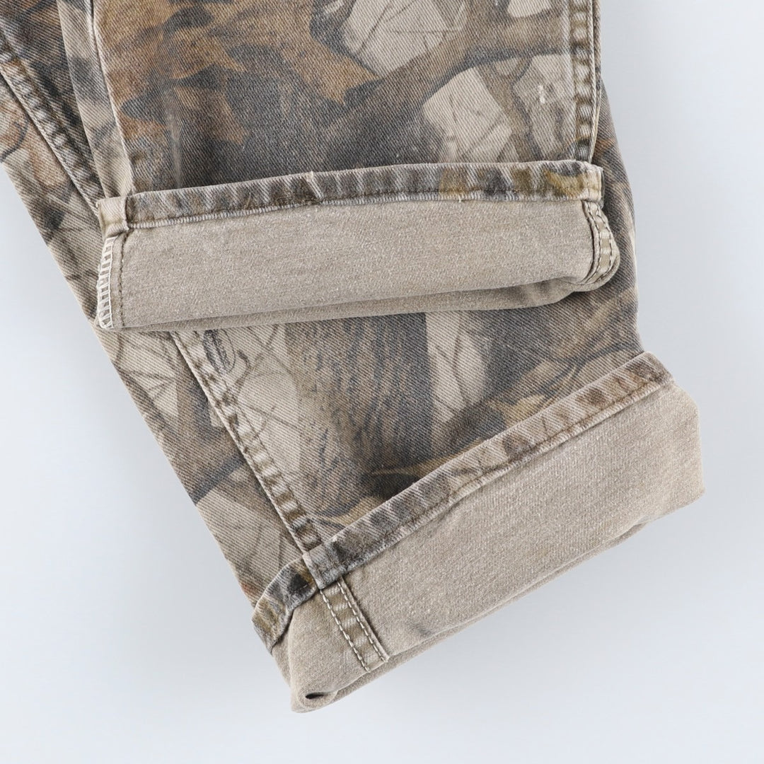 Wrangler Camouflage Pattern Realtree Camo Tapered Denim Pants, Men's Size W39 cotton Khaki type Vintage Second Hand