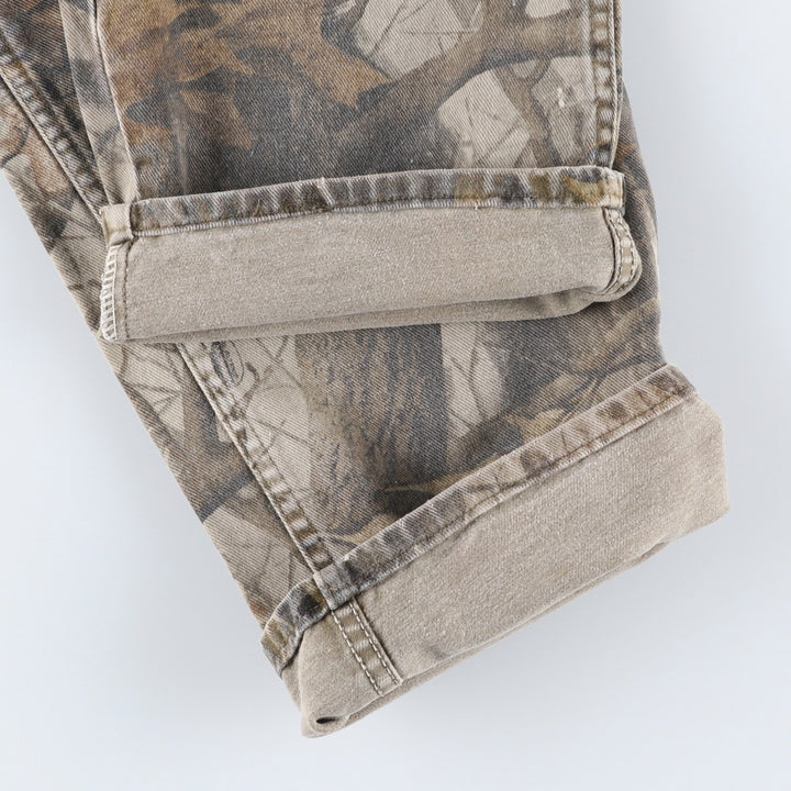 Wrangler Camouflage Pattern Realtree Camo Tapered Denim Pants, Men's Size W39 cotton Khaki type Vintage Second Hand