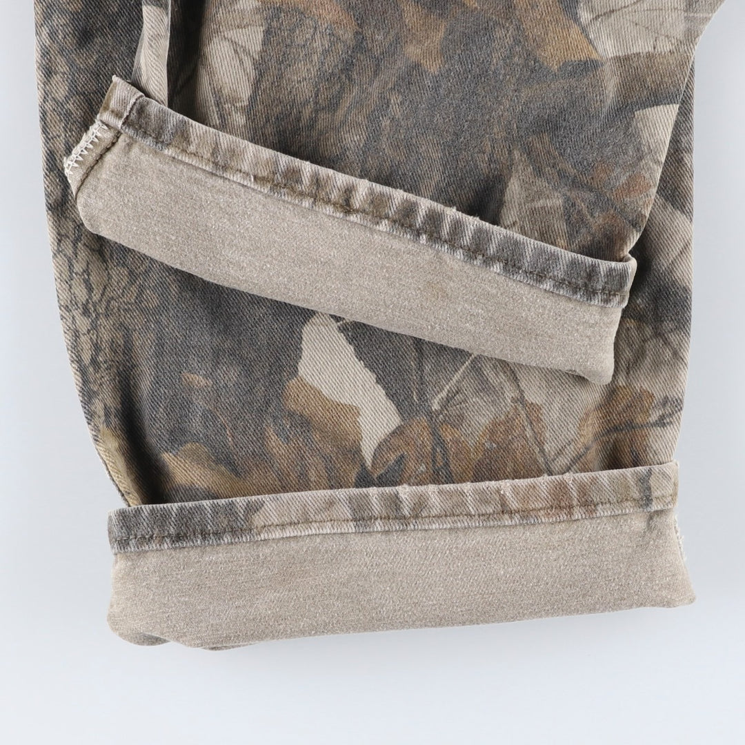 Wrangler Camouflage Pattern Realtree Camo Tapered Denim Pants, Men's Size W39 cotton Khaki type Vintage Second Hand