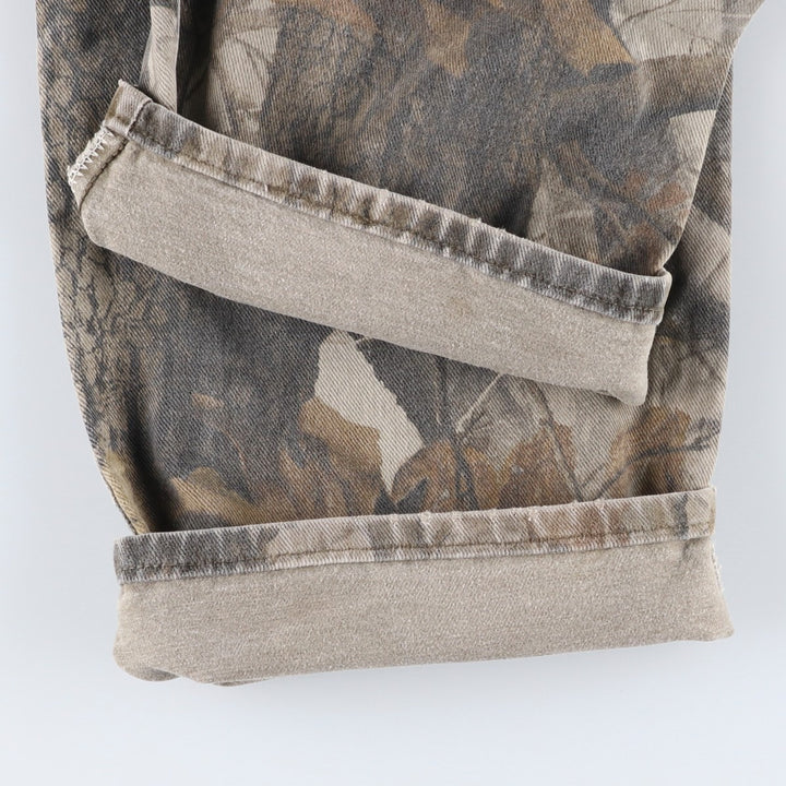Wrangler Camouflage Pattern Realtree Camo Tapered Denim Pants, Men's Size W39 cotton Khaki type Vintage Second Hand